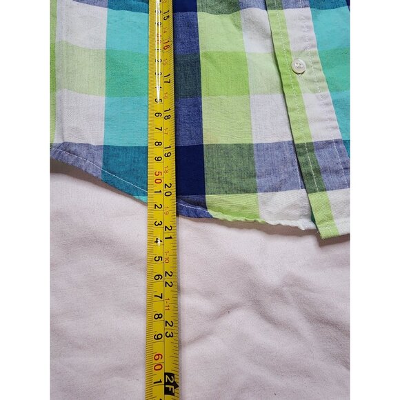Wrangler Plaid Short Sleeve Button Down Shirt size Small (6-7) Green/Blue - Picture 6 of 6